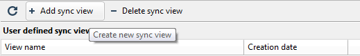 Creating a new sync view - Sync configuration